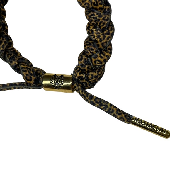 Rastaclat Leopard Cheetah Braided Shoelace Bracelet with Gold accents Unisex - Picture 7 of 7